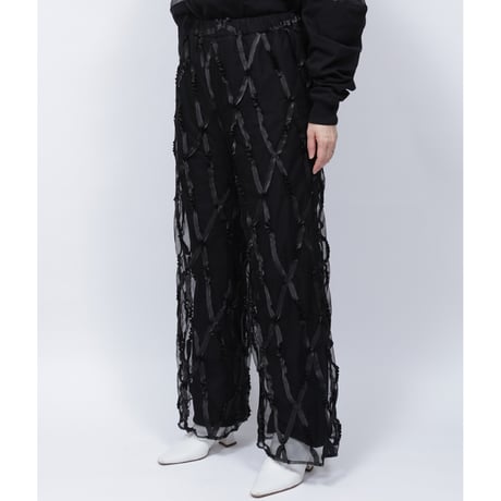 LAYERD TAPE TULLE PANTS   /  262-AP011  /  BLACK