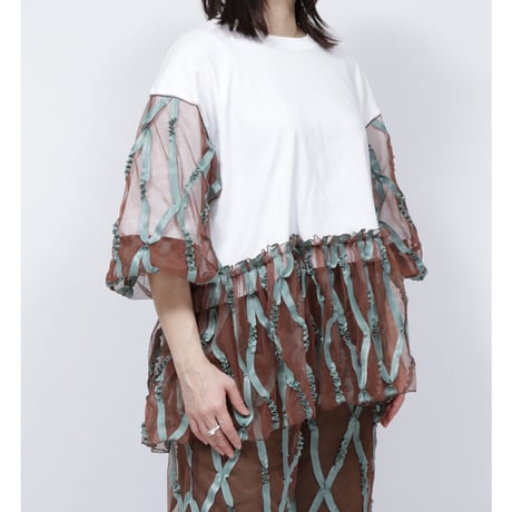 TAPE TULLE T-SHIRT   /  262-AC008  /  WHITE