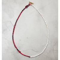 [YUUSD] PEARL × FLANNEL LONG BANGLE  NECKLACE / YU005 / GOLD