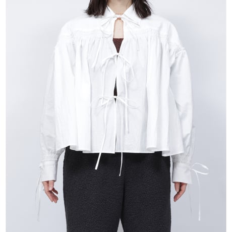 GATHER EMBROIDERY SHIRT  /  262-AS001  /  WHITE