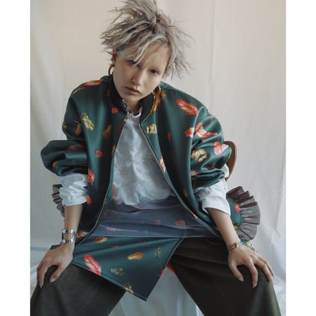 FETHER PRINT WRAP SKIRT   /  262-AP018  /  KHAKI