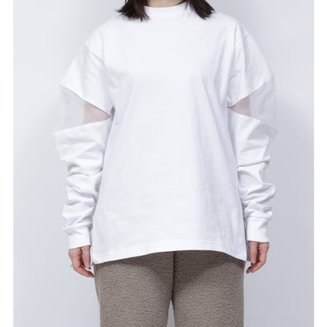 SHEER SHOULDER T-SHIRT  /  262-AC029 /  WHITE