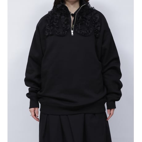 FRILL ZIP SWEAT  /  262-AC032  /   BLACK