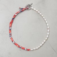 [YUUSD] PEARL × FLANNEL BANGLE NECKLACE / YU004 / SILVER