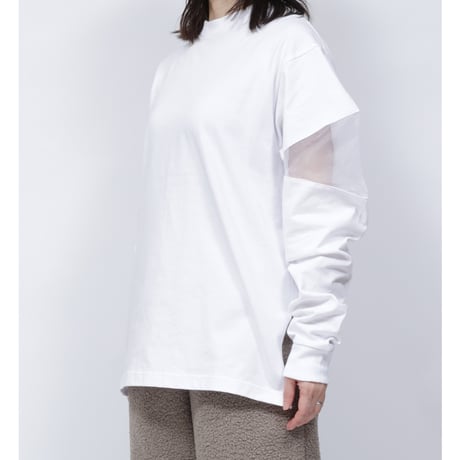 SHEER SHOULDER T-SHIRT  /  262-AC029 /  WHITE