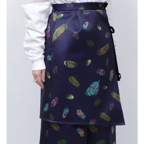 FETHER PRINT WRAP SKIRT   /  262-AP018  /  NAVY