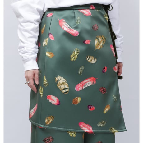 FETHER PRINT WRAP SKIRT   /  262-AP018  /  KHAKI