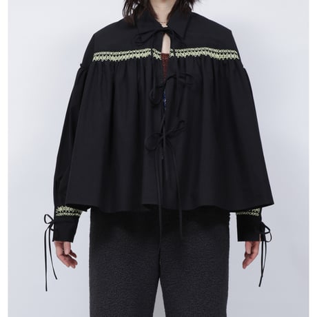 GATHER EMBROIDERY SHIRT  /  262-AS001  /  BLACK