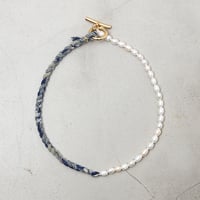 [YUUSD] PEARL × FLANNEL BANGLE NECKLACE / YU004 / GOLD