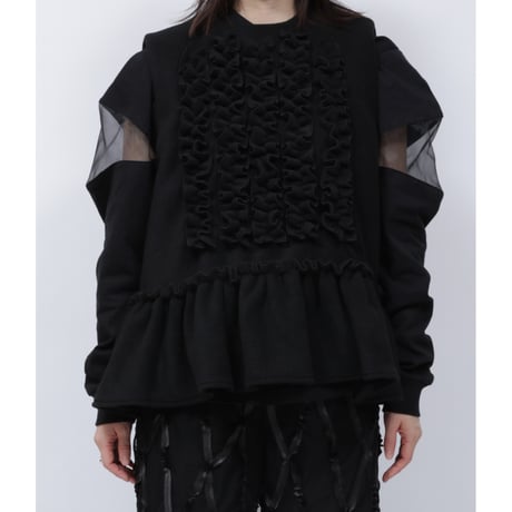FLEECE FRILL VEST   /  262-AS022 /   BLACK