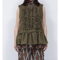 FLEECE FRILL VEST   /  262-AS022 /   OLIVE