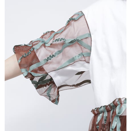 TAPE TULLE T-SHIRT   /  262-AC008  /  WHITE