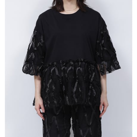 TAPE TULLE T-SHIRT   /  262-AC008  /  BLACK