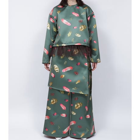 FETHER PRINT WRAP SKIRT   /  262-AP018  /  KHAKI