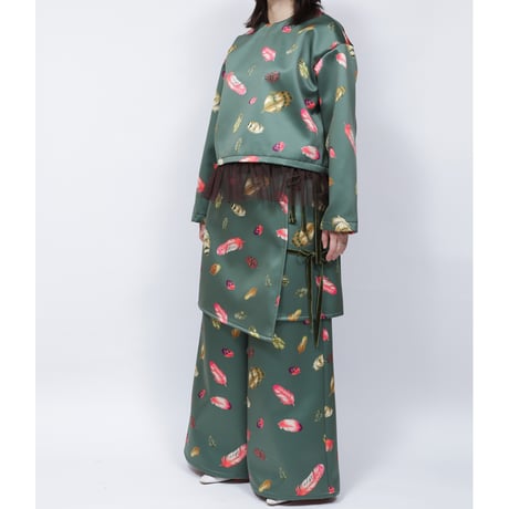 FETHER PRINT WRAP SKIRT   /  262-AP018  /  KHAKI