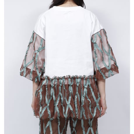 TAPE TULLE T-SHIRT   /  262-AC008  /  WHITE