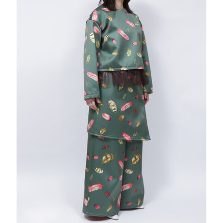 FETHER PRINT WRAP SKIRT   /  262-AP018  /  KHAKI
