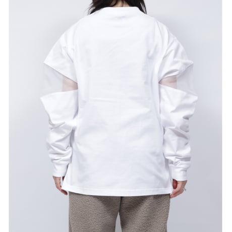 SHEER SHOULDER T-SHIRT  /  262-AC029 /  WHITE