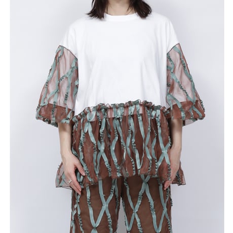 TAPE TULLE T-SHIRT   /  262-AC008  /  WHITE