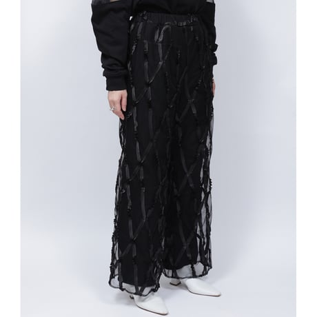 LAYERD TAPE TULLE PANTS   /  262-AP011  /  BLACK