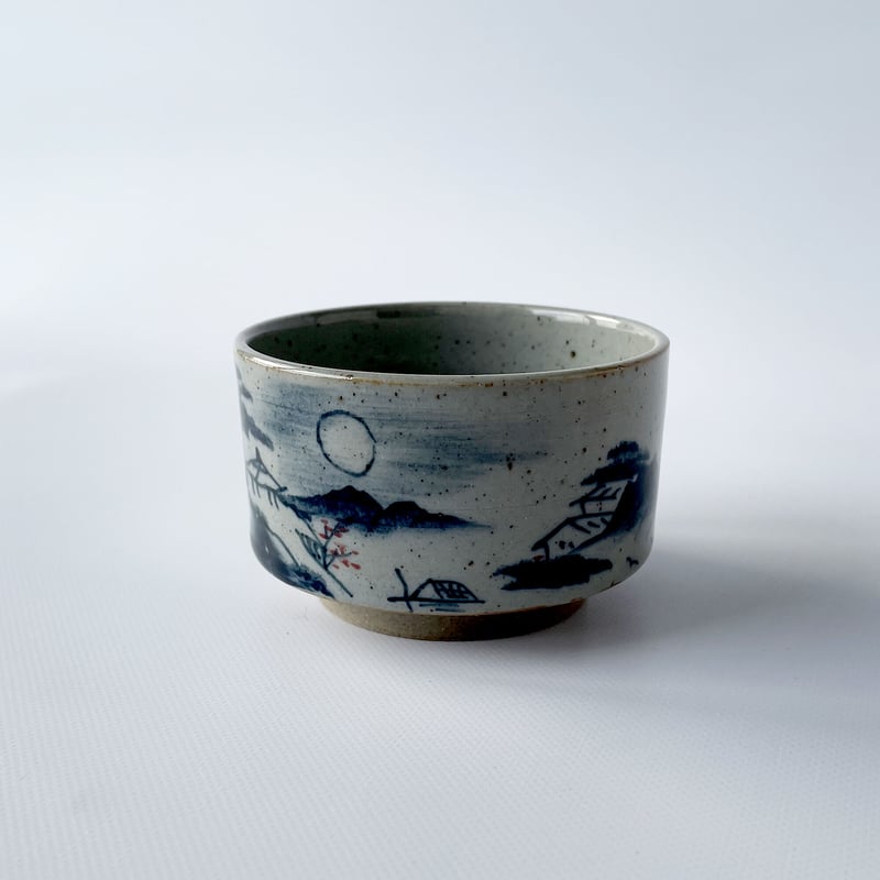 浮彫山水煎茶碗3客　二六/水月　木箱付　6.7㎝前後　本Y5-0515☆トトチ 浮彫山水煎茶碗3客 二六/水月 木箱付 6.7㎝前後 本Y5-0515
