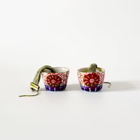 ツタンカーメン堂 ／ 蕎麦猪口ピアス｜赤絵金彩 [磁器]