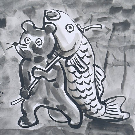 伊野孝行 ／ 原画 色紙絵 墨 5-Type