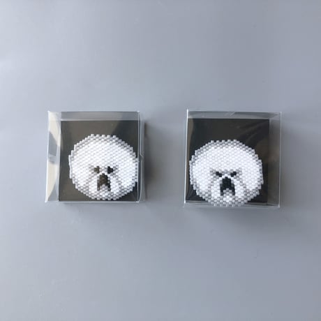 のそ子 ／ ビションフリーゼ ビーズブローチ