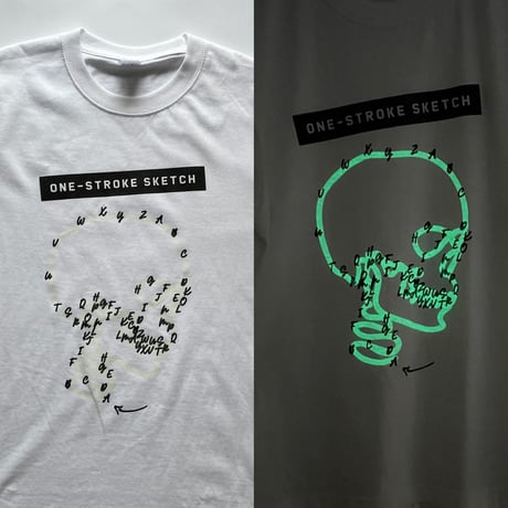 83 original ／ Skull 蓄光 Tシャツ｜One-Stroke Sketch：White
