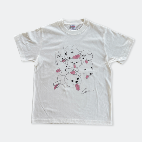 我喜屋位瑳務 × 83 ／ PEROPEROカタマリ Tシャツ ｜バニラホワイト