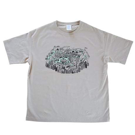ひらのりょう ／ YARN FOREST MAP ビッグシルエットTシャツ｜サンドベージュ