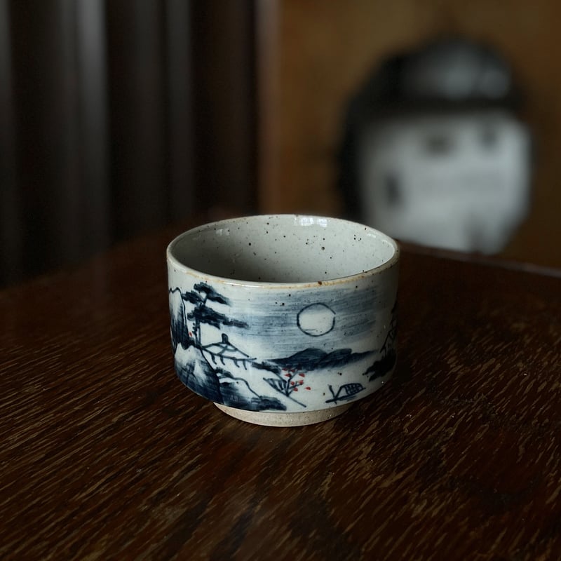 浮彫山水煎茶碗3客　二六/水月　木箱付　6.7㎝前後　本Y5-0515☆トトチ 浮彫山水煎茶碗3客 二六/水月 木箱付 6.7㎝前後 本Y5-0515