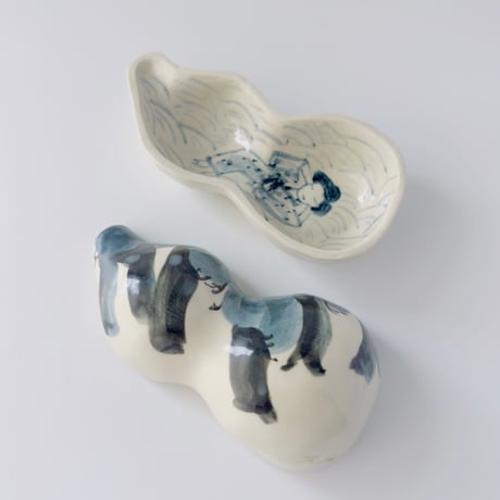 伊野孝行 × esou ceramics ／ 蓋物 松風に男