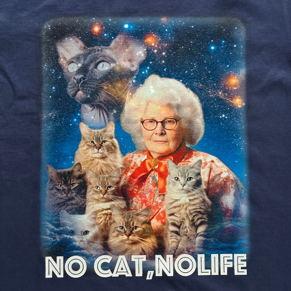 83 original ／ NO CAT,NO LIFE グランマ Tシャツ｜インディゴ |