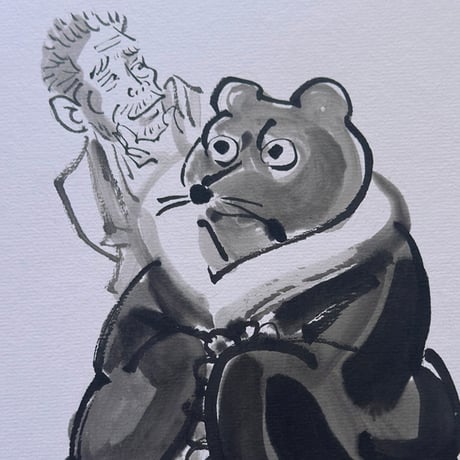 伊野孝行 ／ 原画 色紙絵 墨 一休さんと動物たち 5-Type