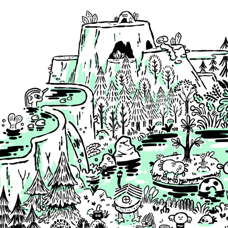 ひらのりょう ／ YARN FOREST MAP ビッグシルエットTシャツ｜サンドベージュ