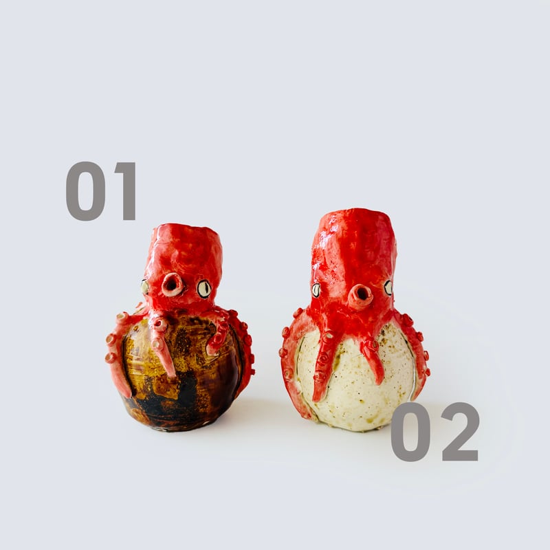 タコ柄　壺 田川亞希 ／ 蛸壺（フラワーベース） | はちみせ （83）