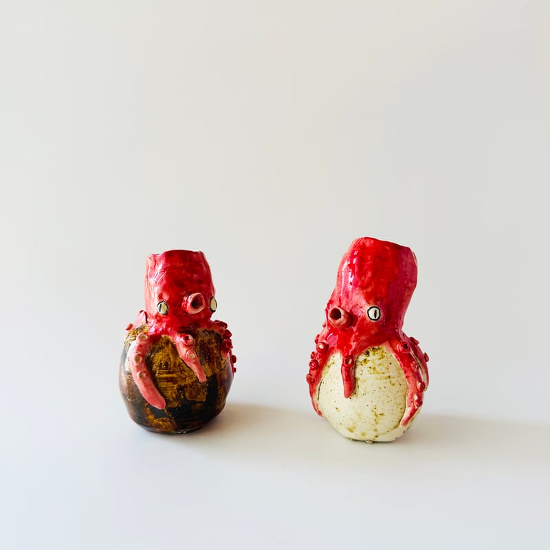 タコ柄　壺 田川亞希 ／ 蛸壺（フラワーベース） | はちみせ （83）