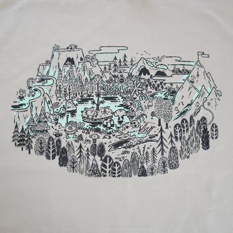 ひらのりょう ／ YARN FOREST MAP ビッグシルエットTシャツ｜サンドベージュ