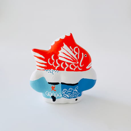 habotan ／ 土人形（特大) ｜豊浜鯛祭りの法被猫と犬：04