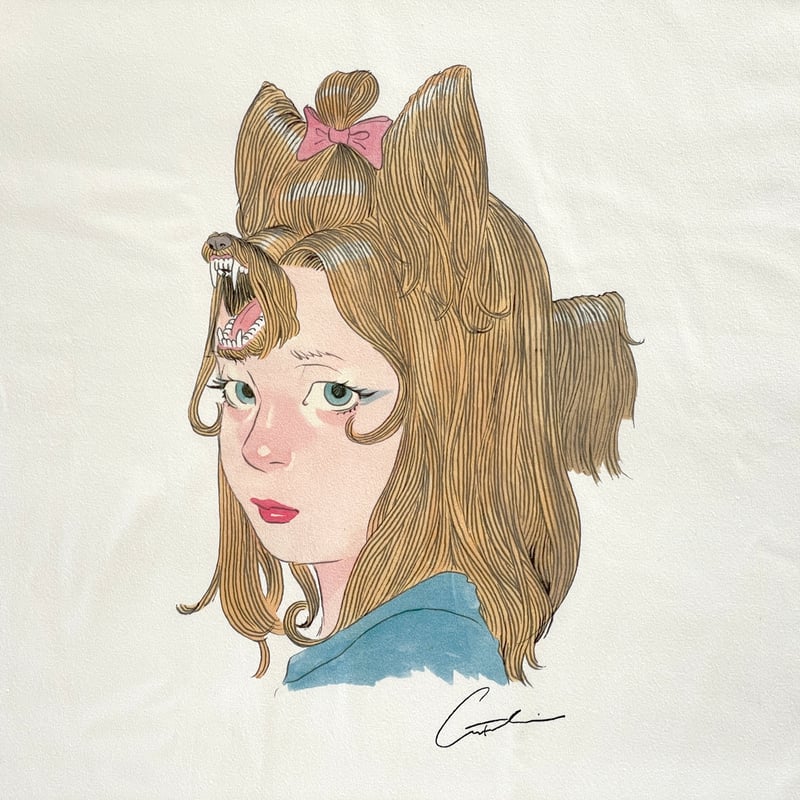 我喜屋位瑳務 × 83 ／ DOGirl Tシャツ ｜ホワイト | はちみせ （83）