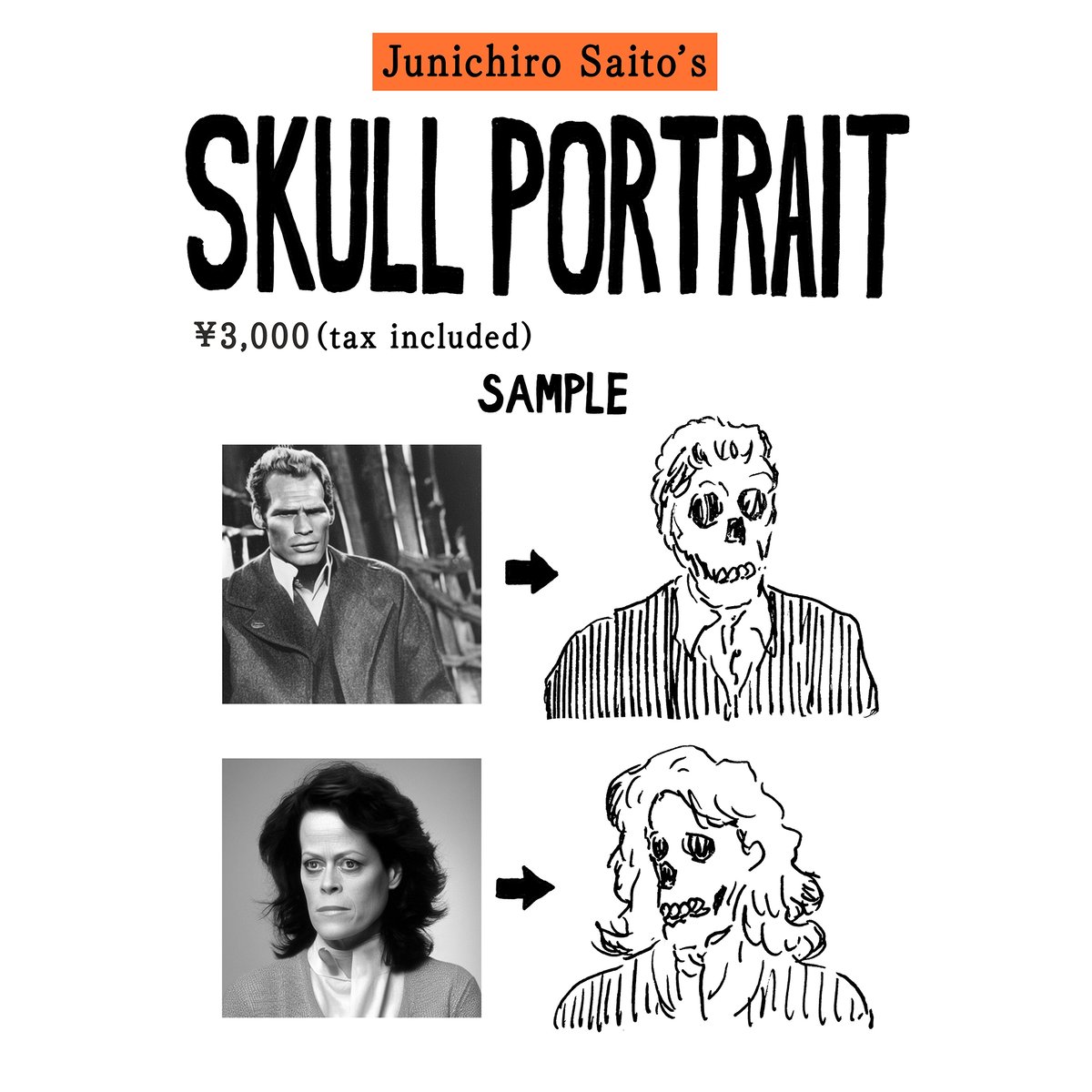 斎藤潤一郎 ／ 9/6分【予約】 SKULL PORTRAIT ガイコツ似顔絵