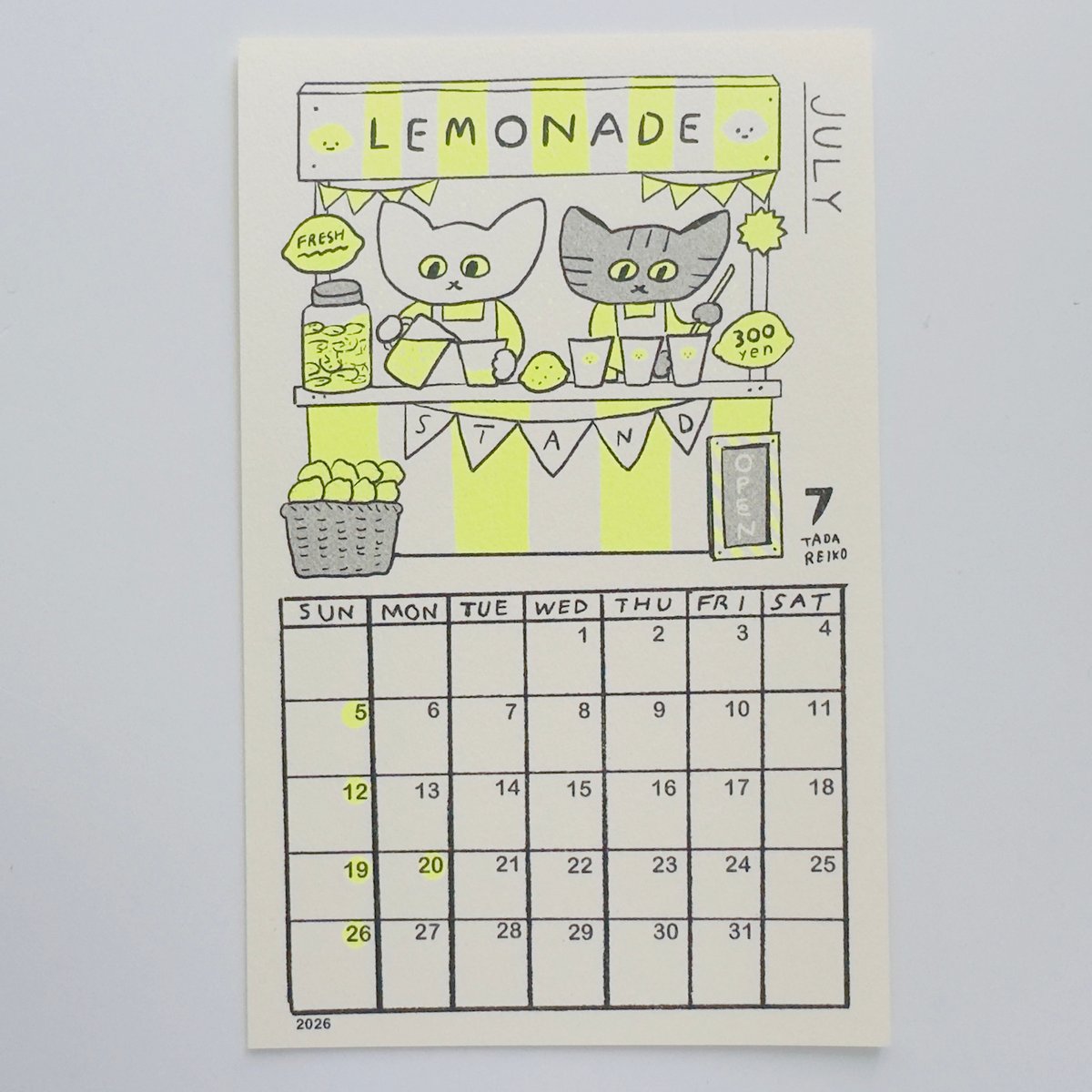 多田玲子 ／ おちゃめでのんきなカレンダー 2026 | はちみせ （83）