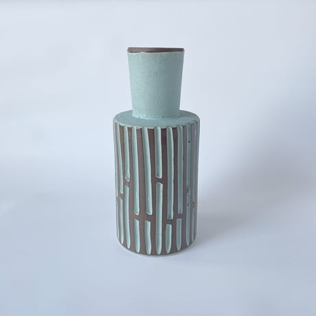 VRANA ／ VENDANGE  ミントチョコな削り模様花器
