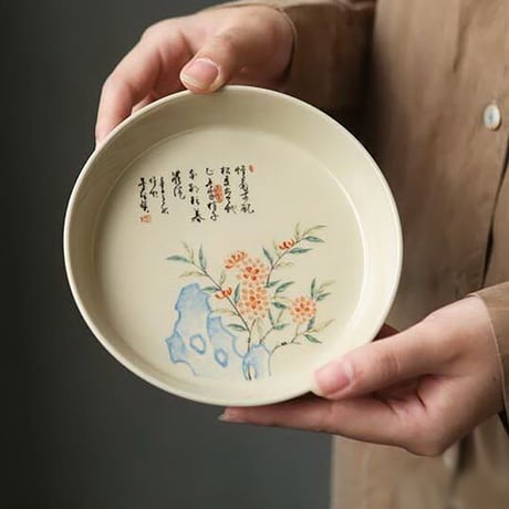 物色 ／ 手描き草木茶盤