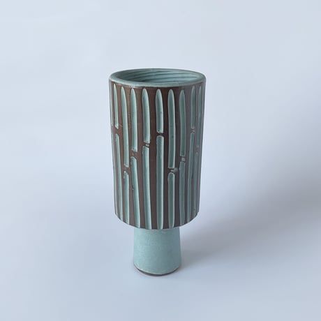 VRANA ／ VENDANGE  ミントチョコな削り模様花器
