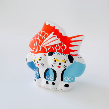 habotan ／ 土人形（特大) ｜豊浜鯛祭りの法被猫と犬：04