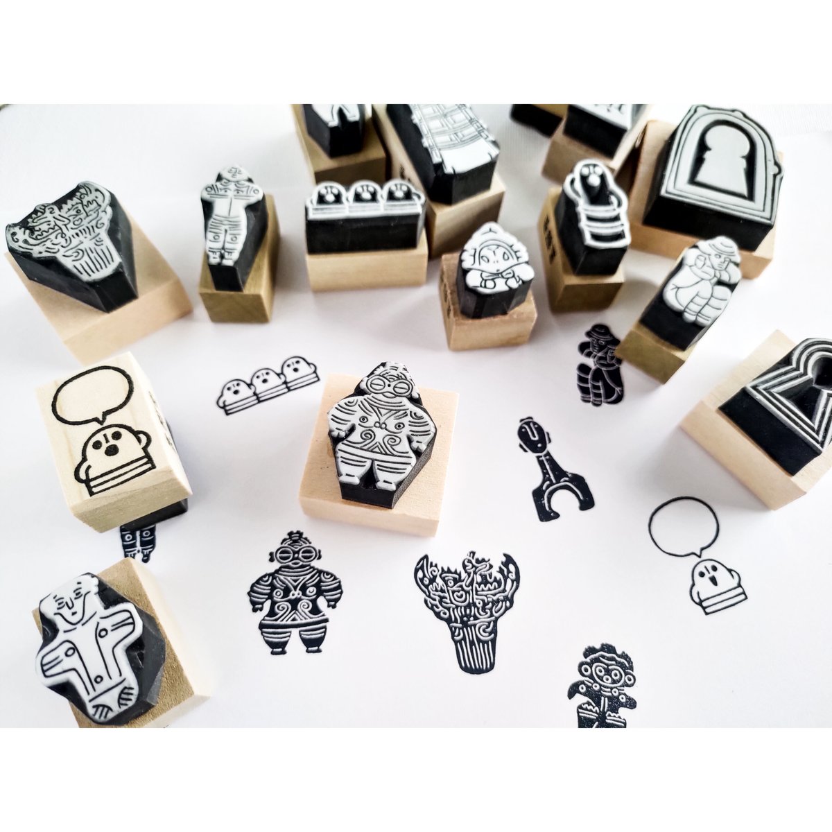 消しゴムはんこNo.114 くまさんとハリネズミ