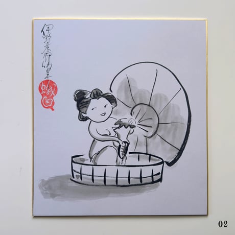 伊野孝行 ／ 原画 色紙絵 墨 5-Type