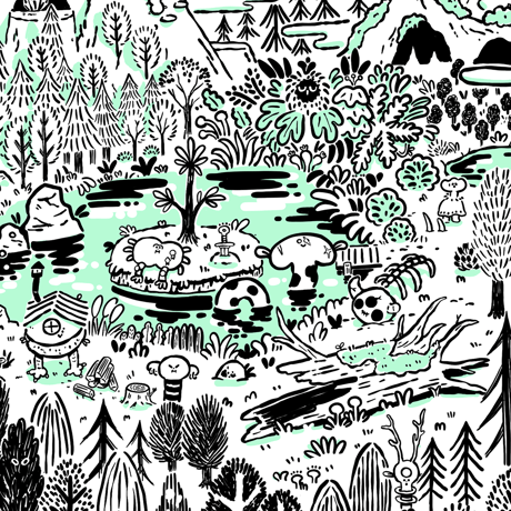 ひらのりょう ／ YARN FOREST MAP ビッグシルエットTシャツ｜サンドベージュ